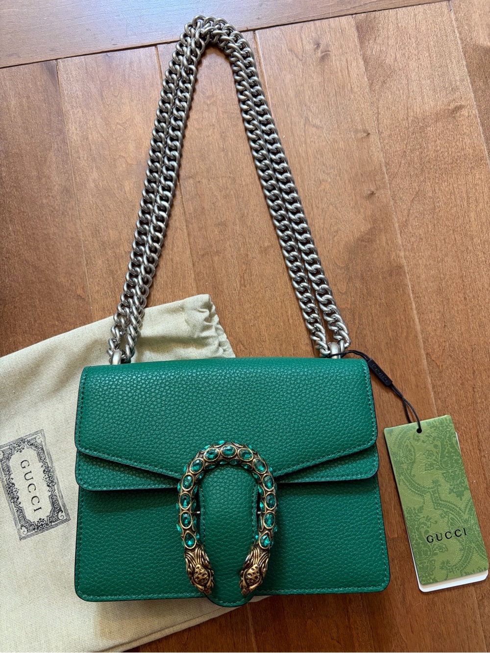 Gucci Green Leather Dionysus Mini Shoulder Bag